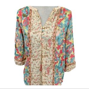 BKE Boutique Peasant Sheer Boho top Sz Small